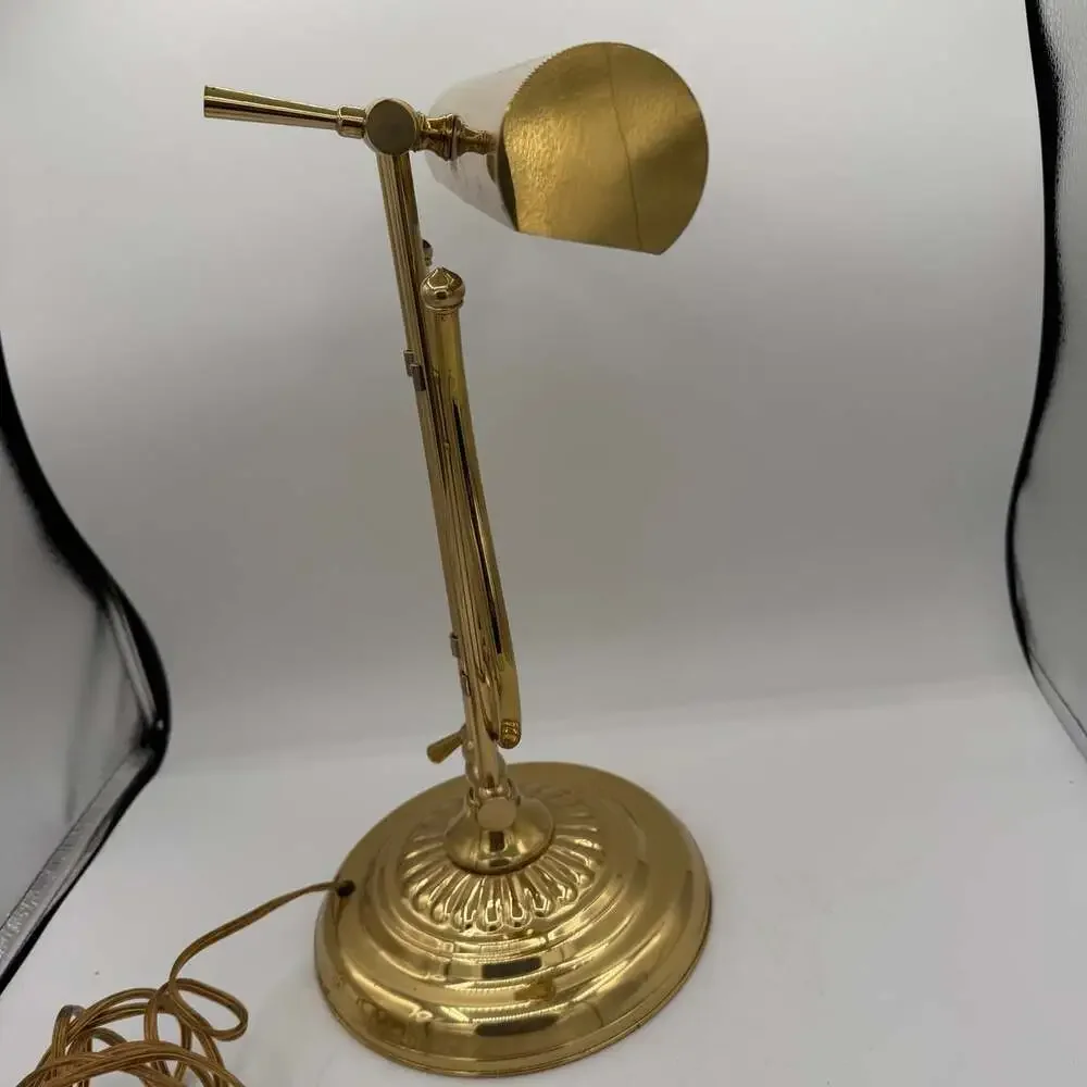 Vtg Musical Harp Lyre Shaped Brass Desk Piano Lamp 16” Tall *